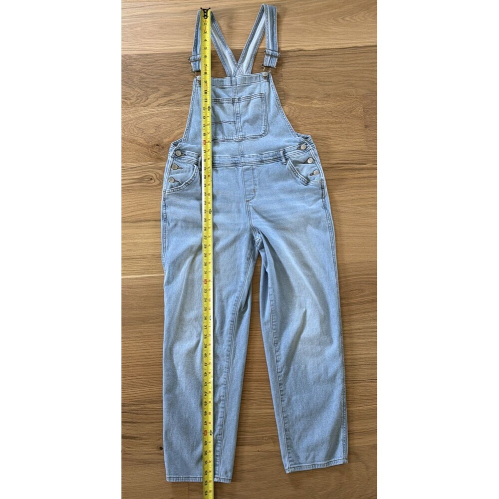 Sonoma Women Denim Bib Overalls M Light Blue Stretch Jean Grunge Streetwear Chic - Picture 14 of 16